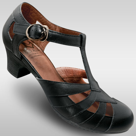 Aris Allen Black T-Strap Dance Shoes