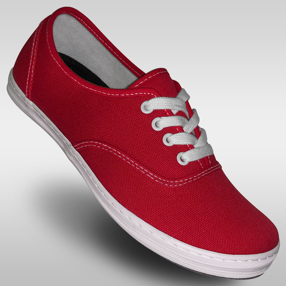 Ladies red canvas shoes 2025