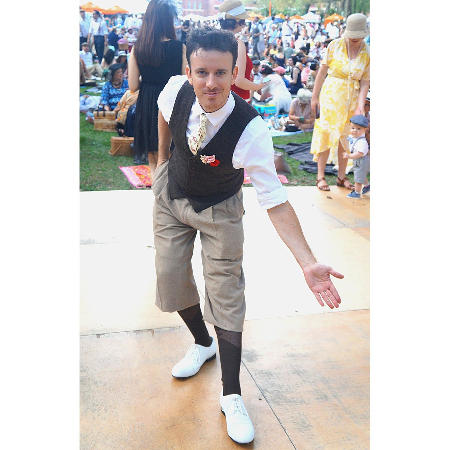 Jazz Age Lawn Party NYC in Aris Allen White Captoes