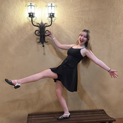 Aris Allen Black and White T-Strap Dance Shoes