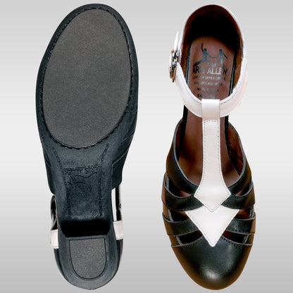 Aris Allen Black and White T-Strap Dance Shoes