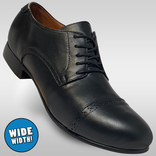 Black leather captoe dance shoe