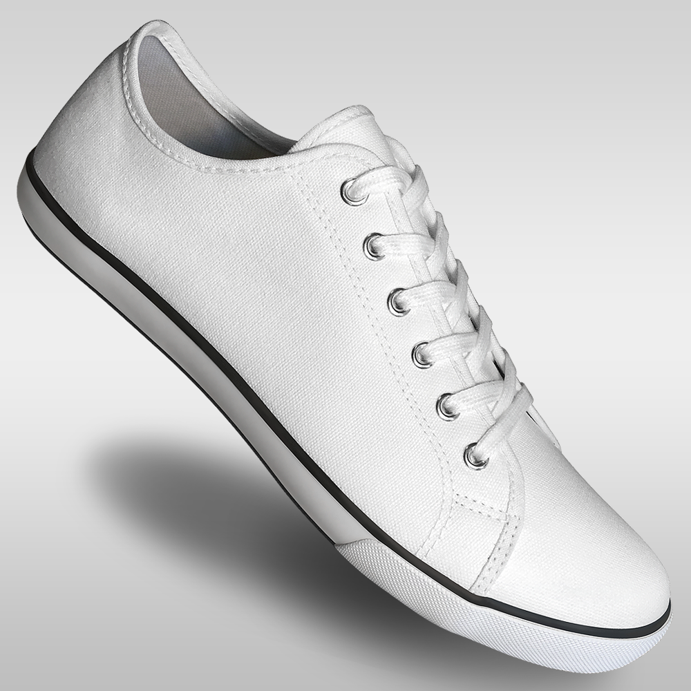 White canvas sneakers top shoes