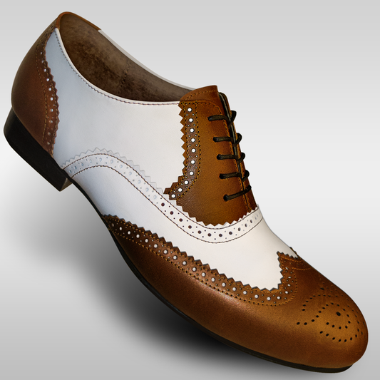 Aris Allen Men's 1946 Brown and White Spectator Wingtip Dance Shoes