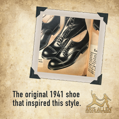 Aris Allen Men's 1941 EEE Wide Black Captoe Swing Dance Shoes *Closeout*